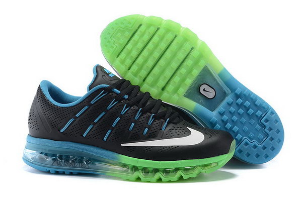 Mens Air Max 2016 Leather Blue Green Black White Factory